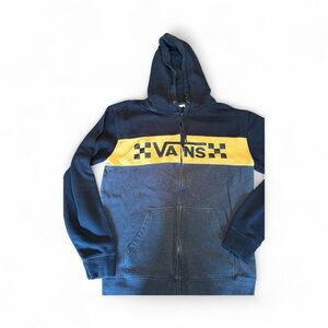 VANS Men’s Full Zip Hoodie | Size Large | Black Yellow Grey | Cotton Poly